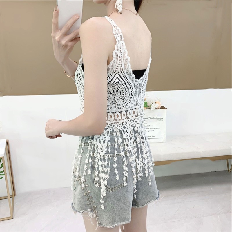 Áo Kiểu Nữ Cộc Tay Cổ Chữ V Phối Ren Hoa Thời Trang