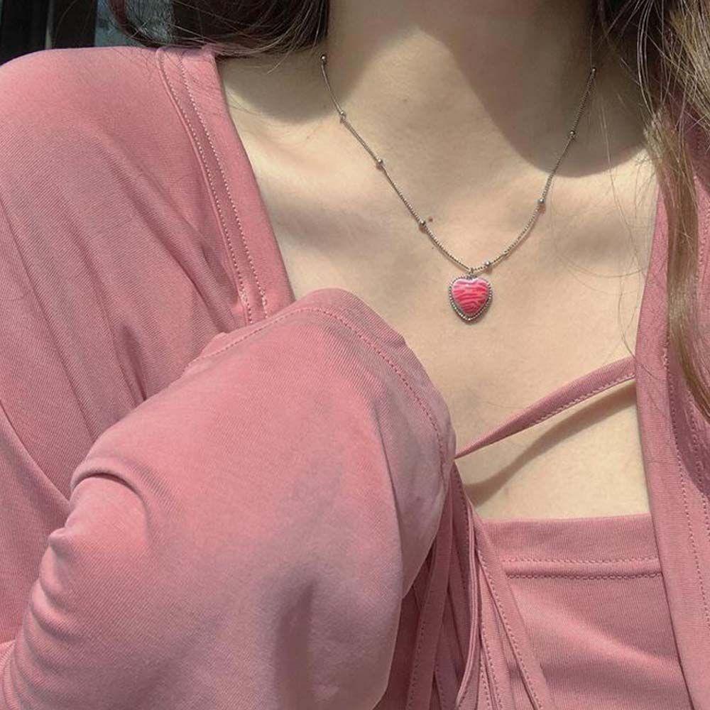 AROMA Dây Chuyền Mặt Trái Tim Màu Bạc Thời Trang Cho Nữ