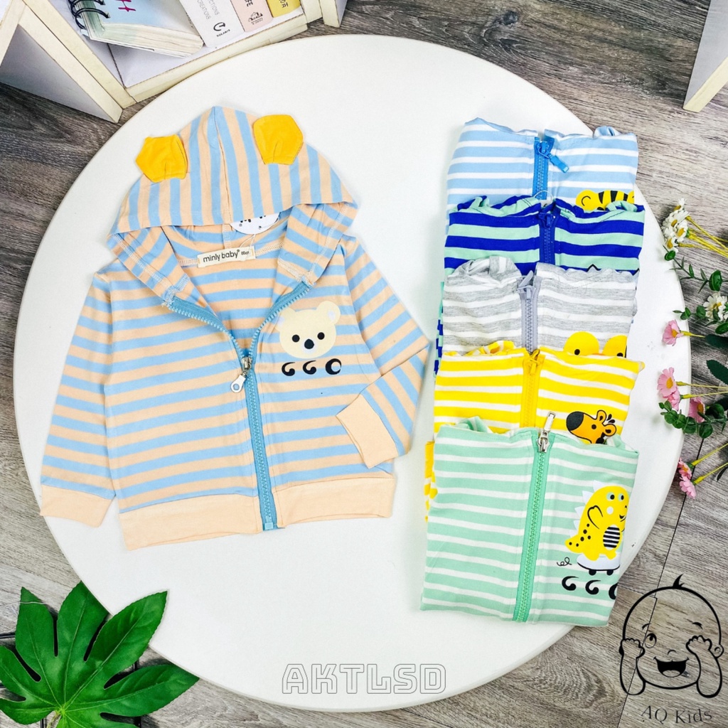 [Bé:7-27kg] Áo khoác thun cho bé vải sọc, hàng chính hãng Minlybaby Unibaby Store AKS6