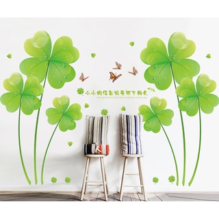 Decal dán tường combo hoa xanh