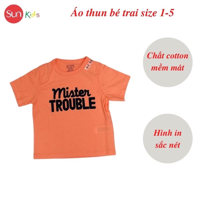 Áo thun bé trai xuất xịn, áo phông cho bé trai, chất cotton, size 1-5 tuổi - SUNKIDS1