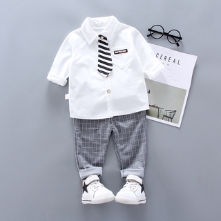 Set Đồ 2 Món Gồm Cà Vạt + Quần Tây Phong Cách Hàn Quốc Thanh Lịch Cho Bé Trai