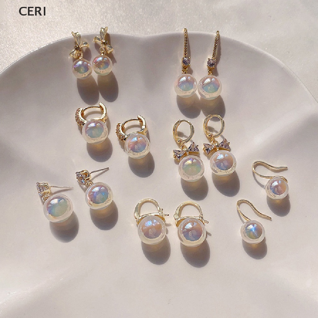 Khuyên Tai Dáng Dài Đính Hạt Ngọc Trai Vàng Phong Cách Nổi Tiếng Đơn Giản Thời Trang