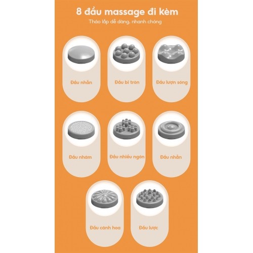 Máy massage cầm tay dùng pin Puli PL-668DC - 8 đầu, mát xa giảm mỡ bụng và thư giãn toàn thân | OKbuy