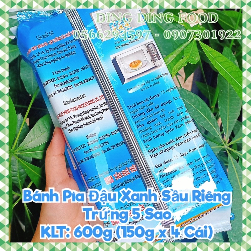 Bánh Pía Đậu Xanh Sầu Riêng Trứng 5 Sao 600g [ 4 BÁNH ] Tân Huê Viên| Bánh Pía Tân Huê Viên| Ăn Vặt - DING DING FOOD