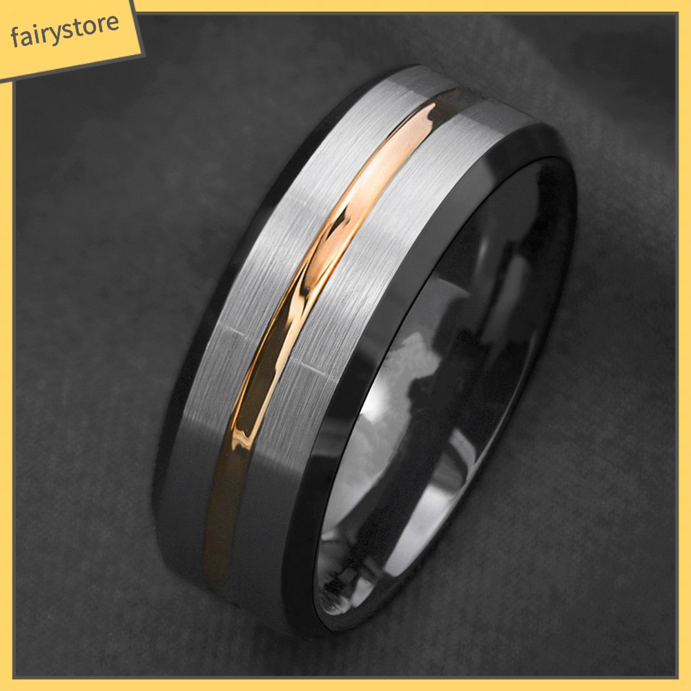 Nhẫn Cho Nam Hoạ Tiết Kẻ Sọc Chất Liệu Thép Titan