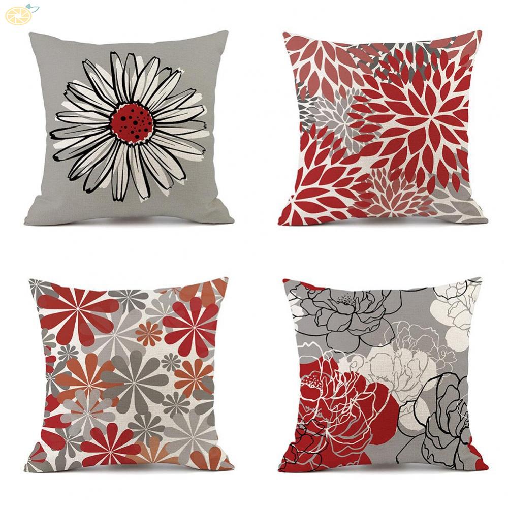 【VARSTR】Pillowcase 45x45cm Car Waist Geometric Floral Linen Pattern Pillow Cover