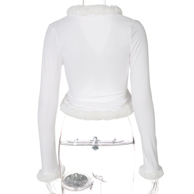 Thời Trang Áo Kiểu Tay Dài Chất Nhung Phối Ruy Băng Thiết Kế Thanh Lịch