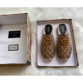 Giày sục cho nữ đế cói cao cấp Gucci mẫu 2020