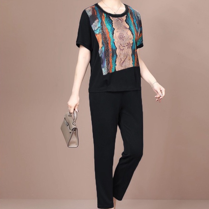 [FREE SHIP] Đồ bộ nữ mặc nhà trung niên, cho bà cho mẹ, cổ tròn tay lỡ chất cotton thoáng mát