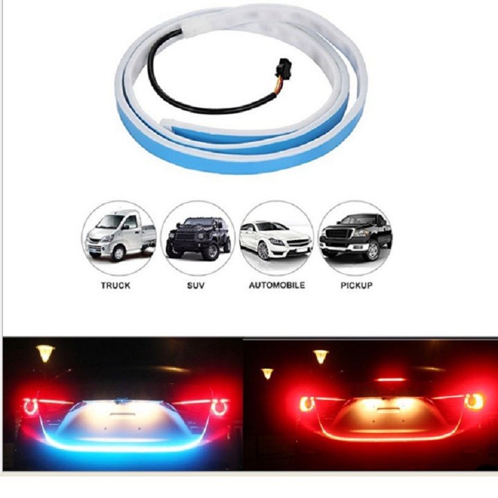 Dây đèn led trang trí cốp ô tô xe hơi 12V - Led cốp chạy đuổi 7 màu dài 120cm tích hợp 6 chế độ chống nước