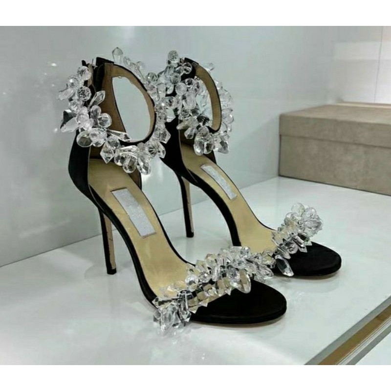 Xăng đan  JMC quai đá pha lê siêu chảnh đen trắng