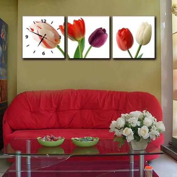Tranh đồng hồ treo tường, tranh bộ ghép trang trí nội thất nhà đẹp