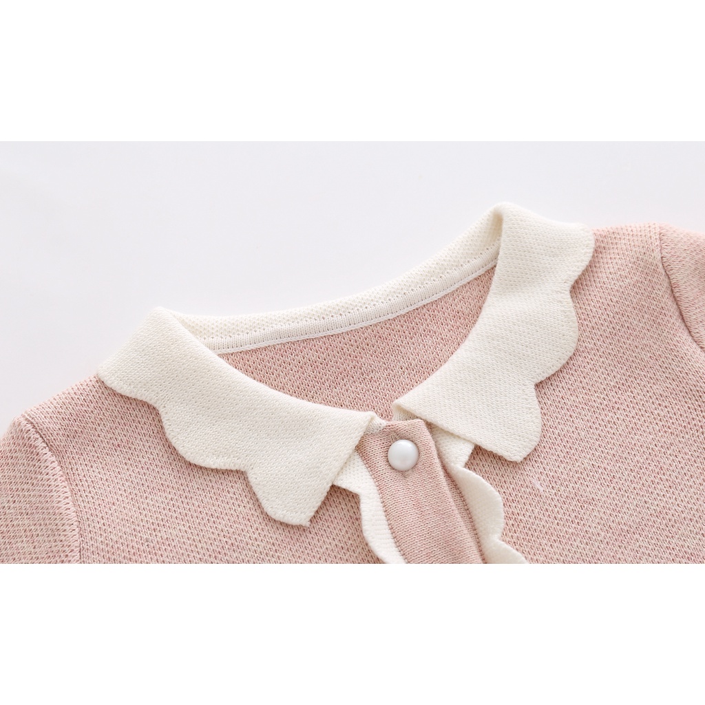 Autumn Baby Girls Pink Knit Cardigan Solid Skirt Two-piece Suit