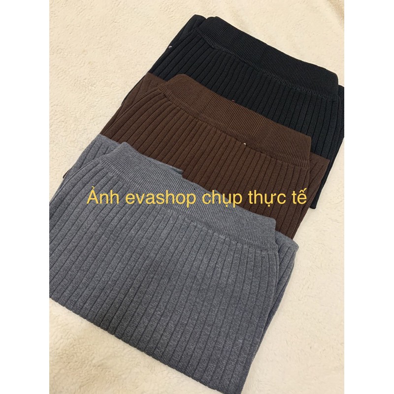 Chân váy len dáng ngắn xẻ tà