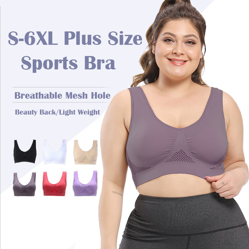Ready StockS-6XL Plus Size sports bra women hollowed out underwear without steel ring ladies vest lingerie
