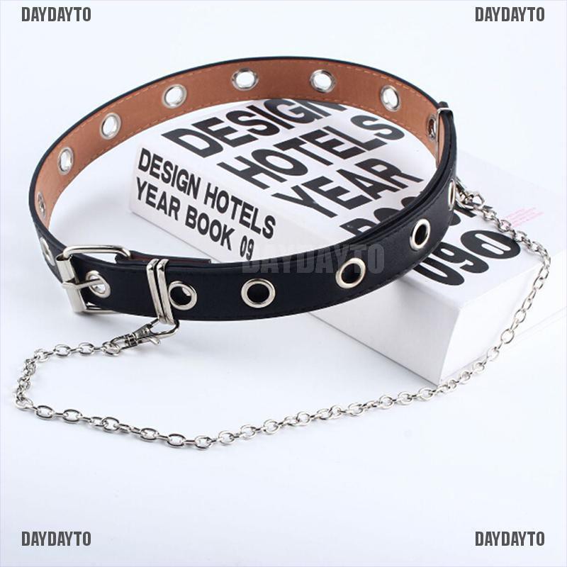 Thắt lưng da màu đen / nâu cài khóa đôi / đơn có thể điều chỉnh phong cách punk cá tính cho nữ