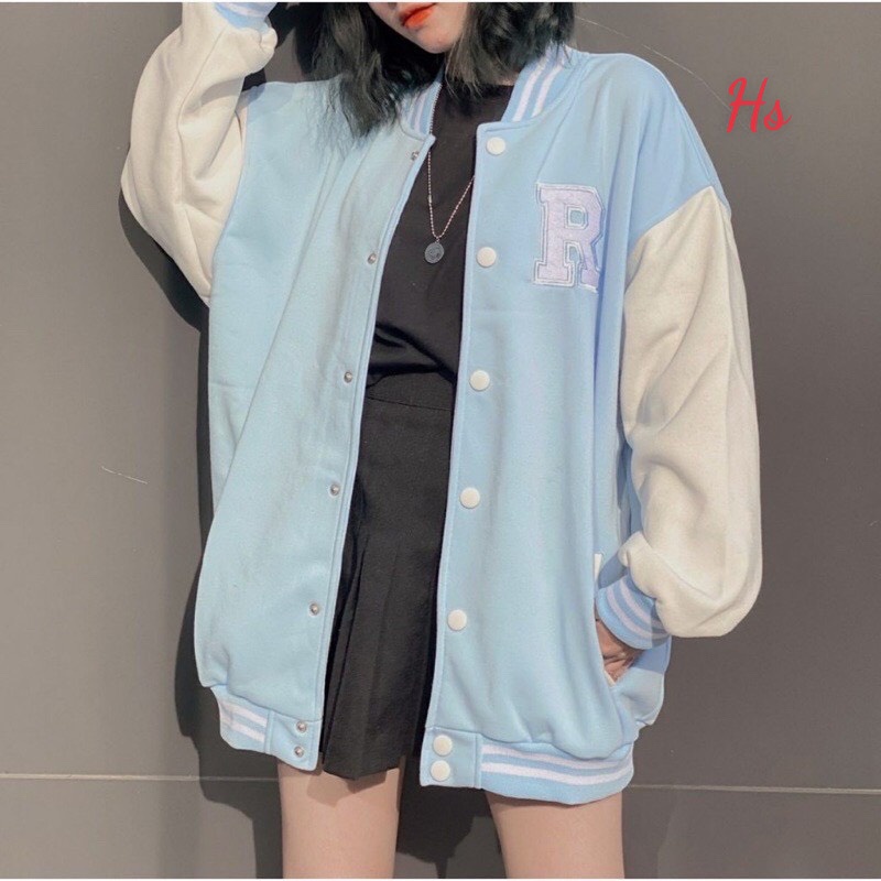 Áo Khoác Bomber Cúc Bấm Thêu Nổi Chữ R Chất Liệu Kaki Chất Đẹp - Áo Bomber Nam Nữ Hót Trend 2021 X.Store Có Ảnh Thật