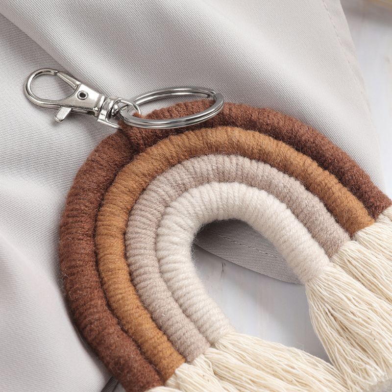 Móc Chìa Khóa Hình Cầu Vồng Bện Thủ Công Phong Cách Boho Cho Trường Học