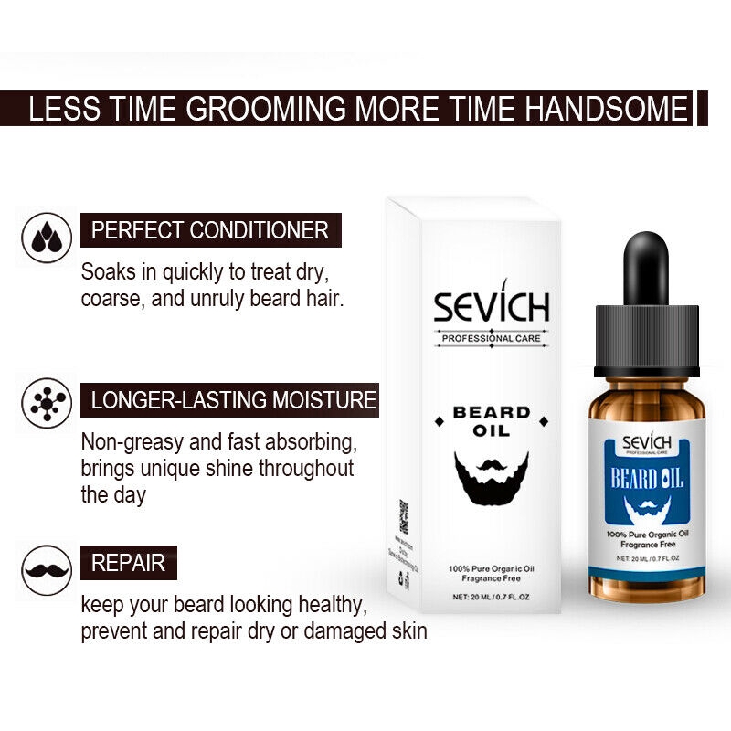 Tinh dầu dưỡng râu SEVICH 100% thành phần hữu cơ tự nhiên dưỡng ẩm kích mọc râu tiện dụng cho nam 20ml
