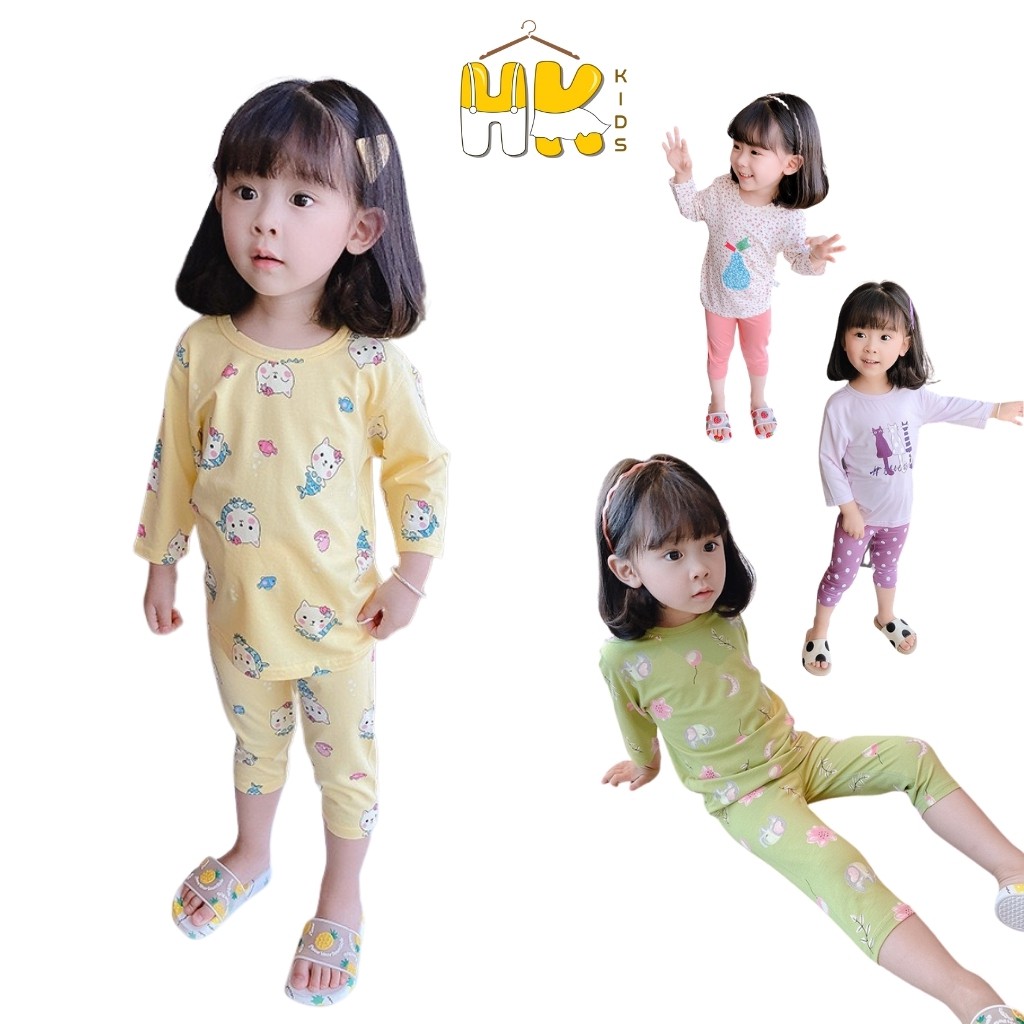 Bộ lửng điều hòa HC KIDS cho bé gái, chất liệu pettit mỏng và mát lạnh size 80-130 (7-23kg)