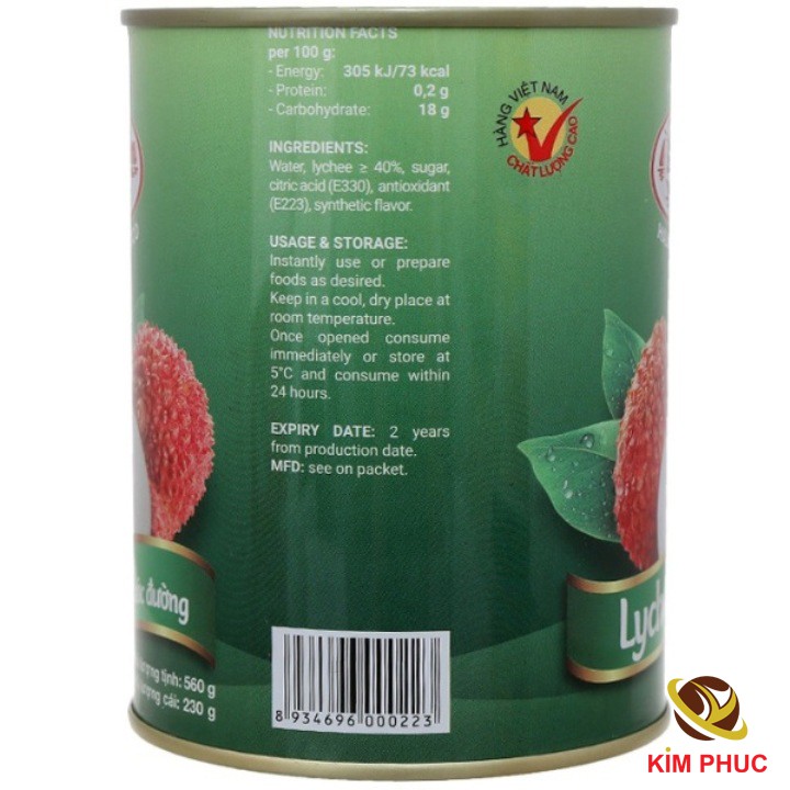 Vải thiều nước đường Hạ Long Canfoco hộp 560g