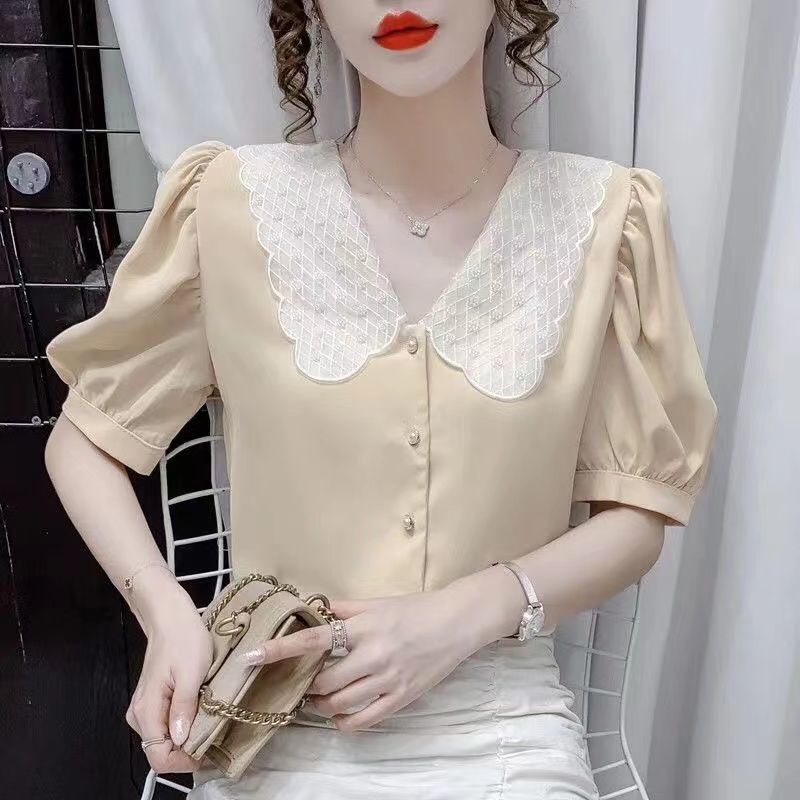 Áo Kiểu Tay Phồng Cổ Búp Bê 2023 Thời Trang Mùa Hè Cho Nữ