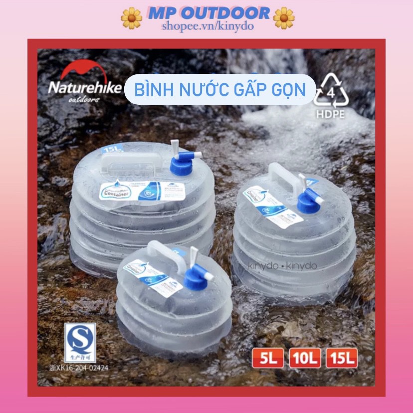 BÌNH NƯỚC GẤP GỌN CÓ VAN DÃ NGOẠI DU LỊCH CẮM TRẠI TIỆN LỢI GỌN NHẸ NATUREHIKE NH14S002-T