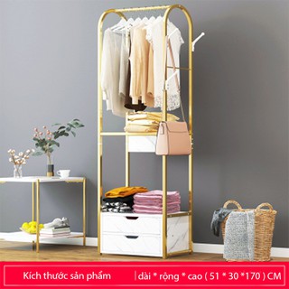 Giá treo quần áo kệ treo quần áo tủ treo quần áo 2 ngăn giả mặt đá MGK025