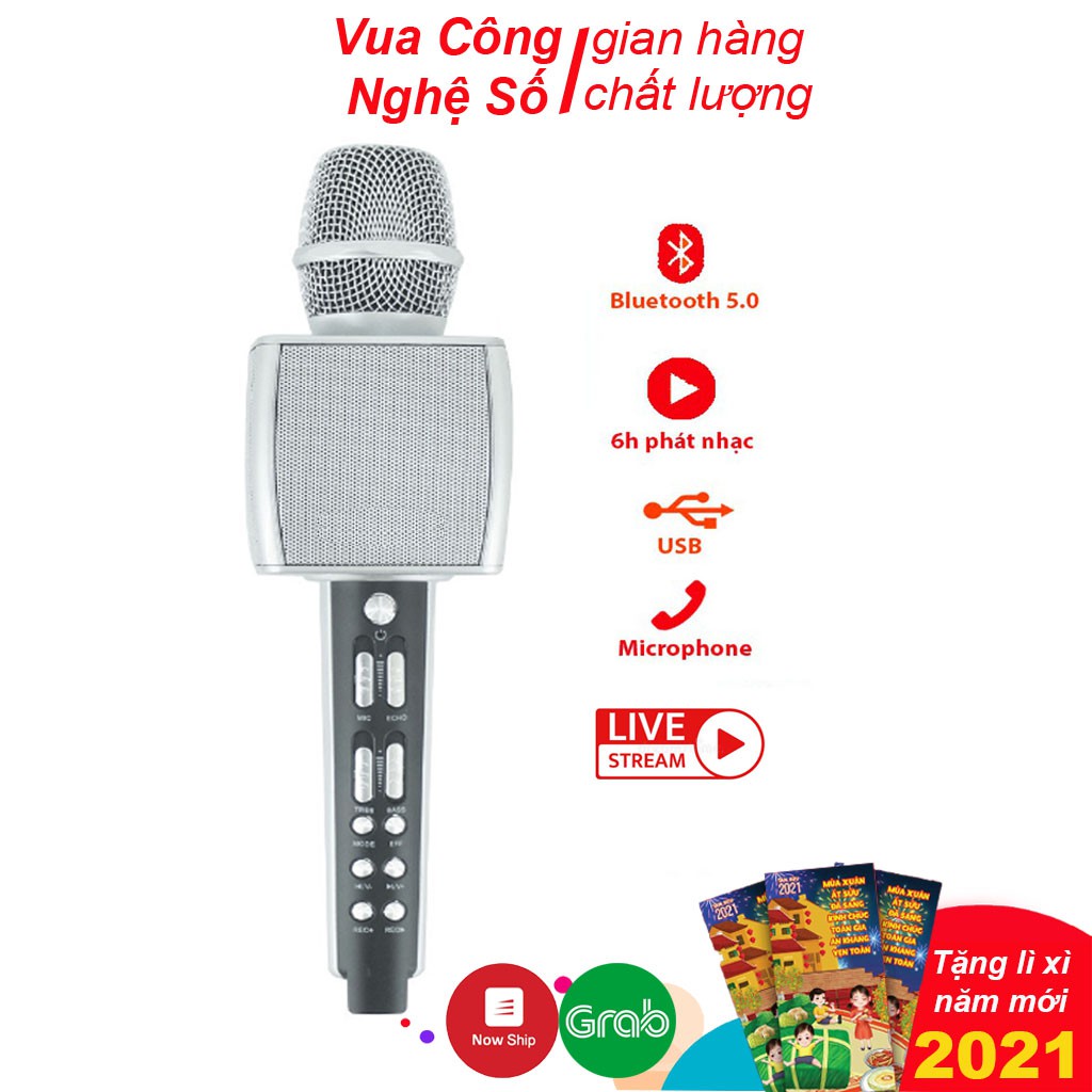 Micro Karaoke Bluetooth YS-92 Cao Cấp, Mic Livestream Không Dây Hỗ Trợ Ghi Âm, Thu Âm