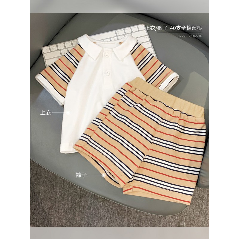 ☀ sunny ღ Bộ Quần Áo 2 Mảnh Áo Thun  Áo Thun Kẻ Sọc + Quần Short Đáng Yêu Cho Bé Trai ❤Giá Sốc❤