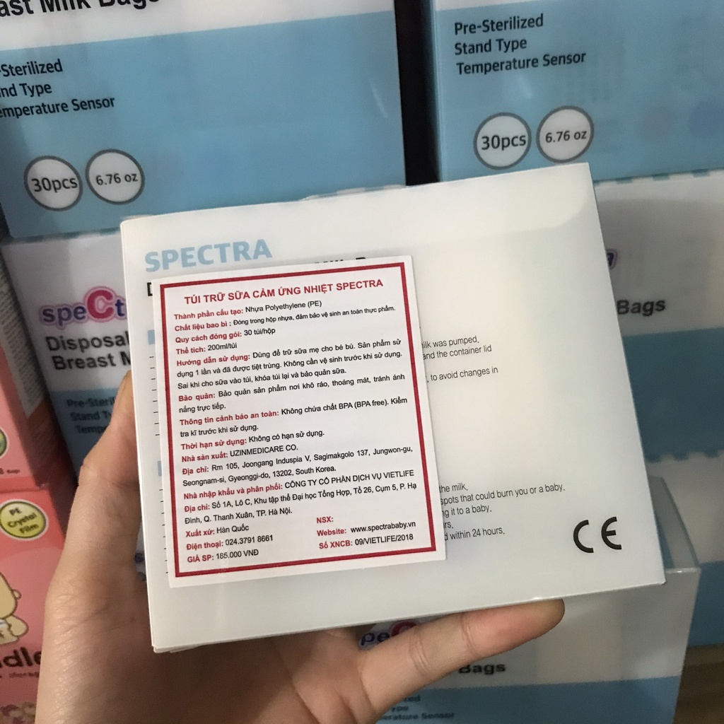 Túi Trữ Sữa Spectra Cảm Ứng Nhiệt 200ml (30 Túi/ Hộp)