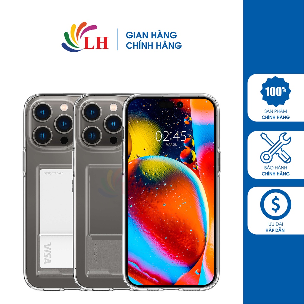 Ốp lưng chống sốc tích hợp khe đựng thẻ Spigen Crystal Slot Dual iP 14 Pro Max/14 Pro/14 Plus/14 - Hàng chính hãng