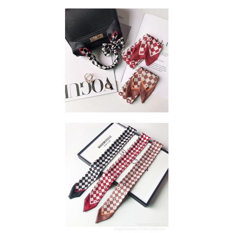 Khăn quấn túi xách kẻ ô size 100x5.5cm