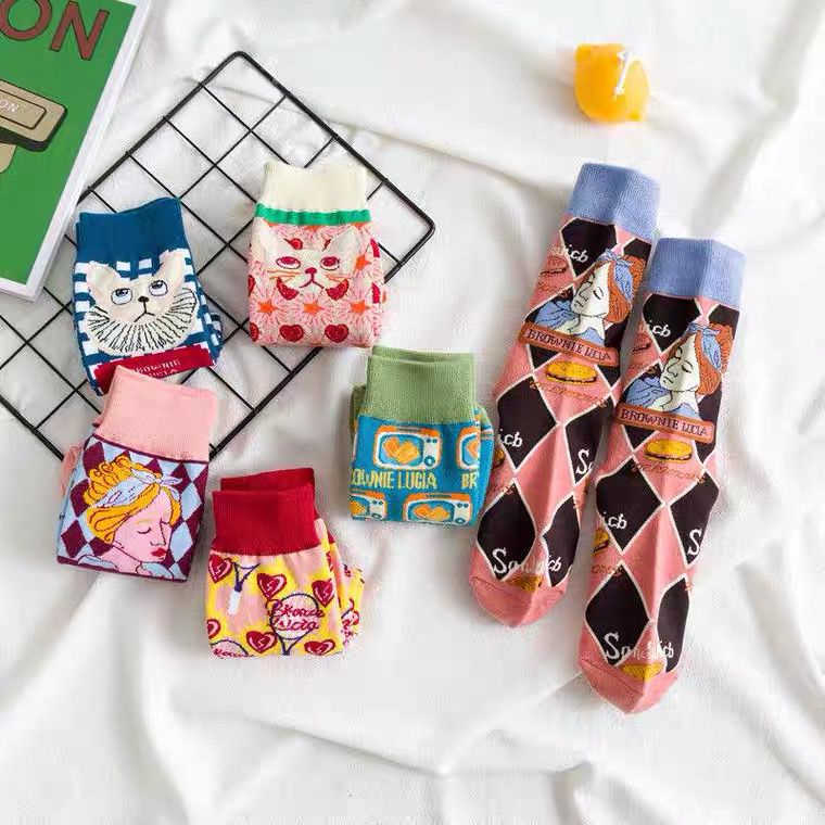Tất Vớ nam nữ cổ cao họa tiết hoạt hình vui nhộn dễ thương phong cách lolita cá tính