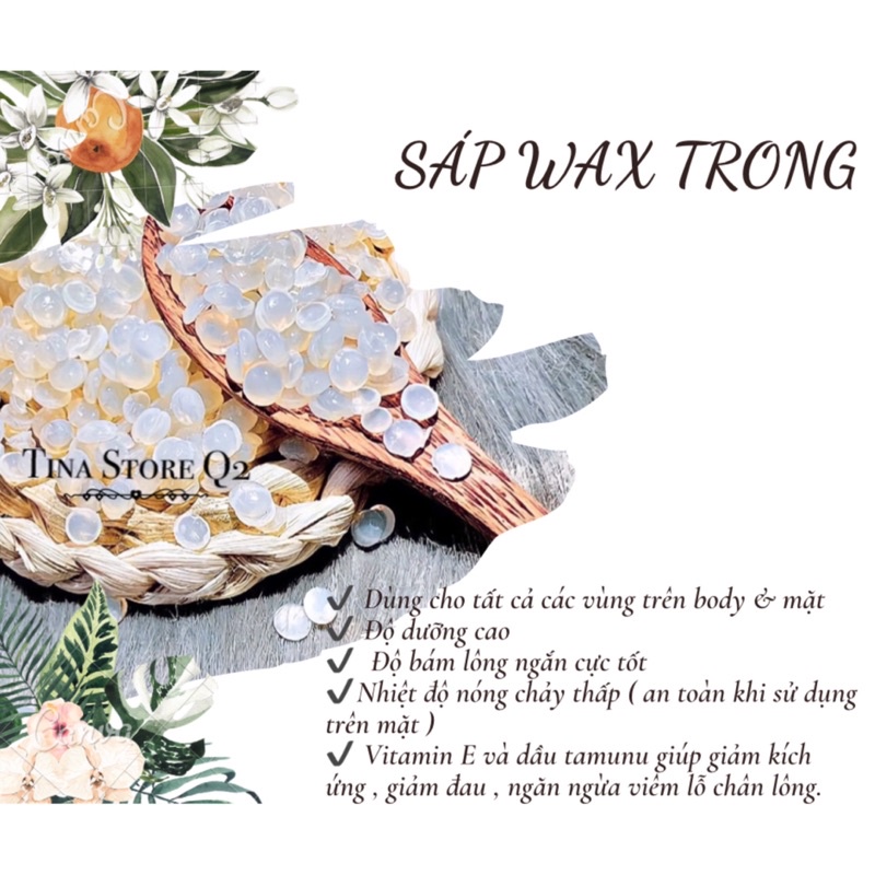 sáp wax lông trắng trong hard wax bean nhập khẩu 100gr , giúp tẩy sạch lông vùng kín , tay chân , nách - tinastoreq2