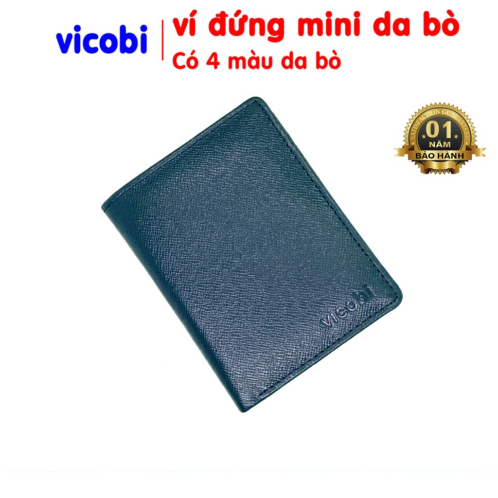 Ví Mini Nam Đứng Da Bò Vicobi M7, Bóp nhỏ gọn đựng thẻ Card ATM, CMND, GPLX cà vẹt bằng lái mới và Tiền, Made in VietNam