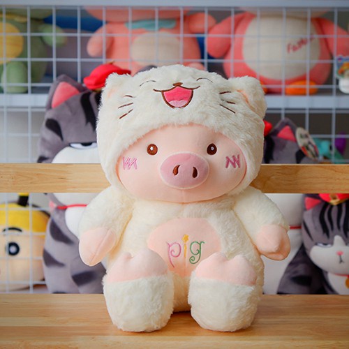 Gấu Bông Teddy Đội Nón Ôm Tim Dễ Thương,Hình Chó, Mèo, Gấu Nón Cute, Heo Đội Nón- Chất Liệu Lông Thỏ Cao Cấp