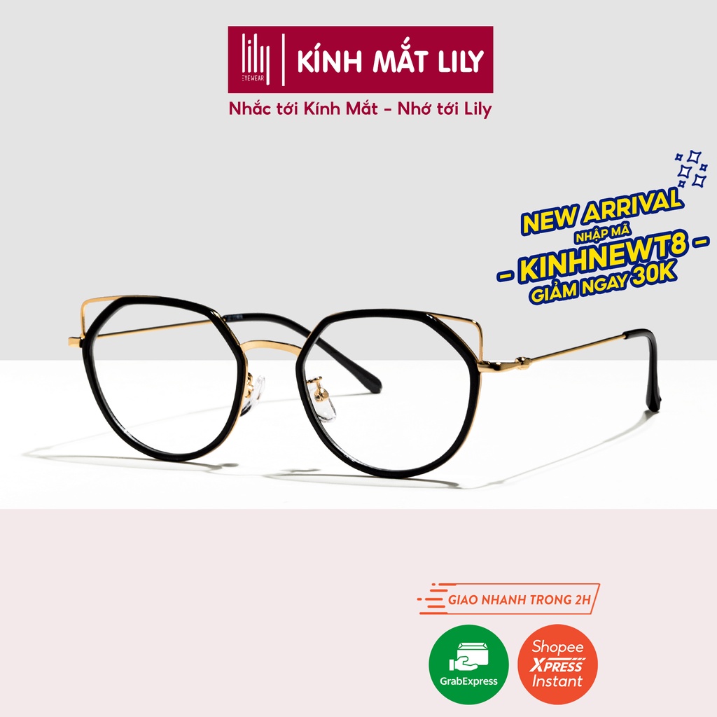 Gọng kính tròn nam nữ LILYEYEWEAR chất liệu nhựa cứng cáp thanh nhẹ màu sắc phong phú dễ đeo 22513