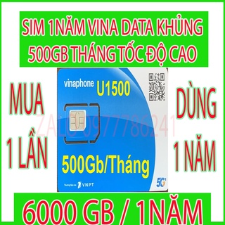 Sim 1 năm vina U1500 siêu data  500gb tốc độ cao tháng