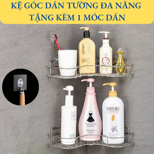 Kệ góc nhà tắm Inox không gỉ Gopihome 🔥FREESHIP🔥Kệ nhà bếp. Dán tường siêu dính. Chịu lực 10kg. Mã GOPI_KEGO_IN