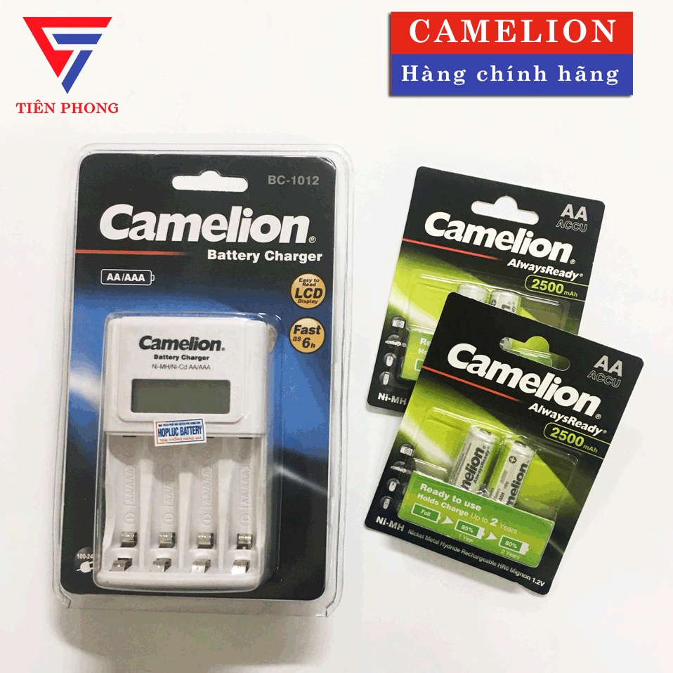 Máy Sạc Camelion Có Màn Hình LCD BC-1012 Kèm 2 Vỉ Pin Sạc AA Camelion 2500mAh