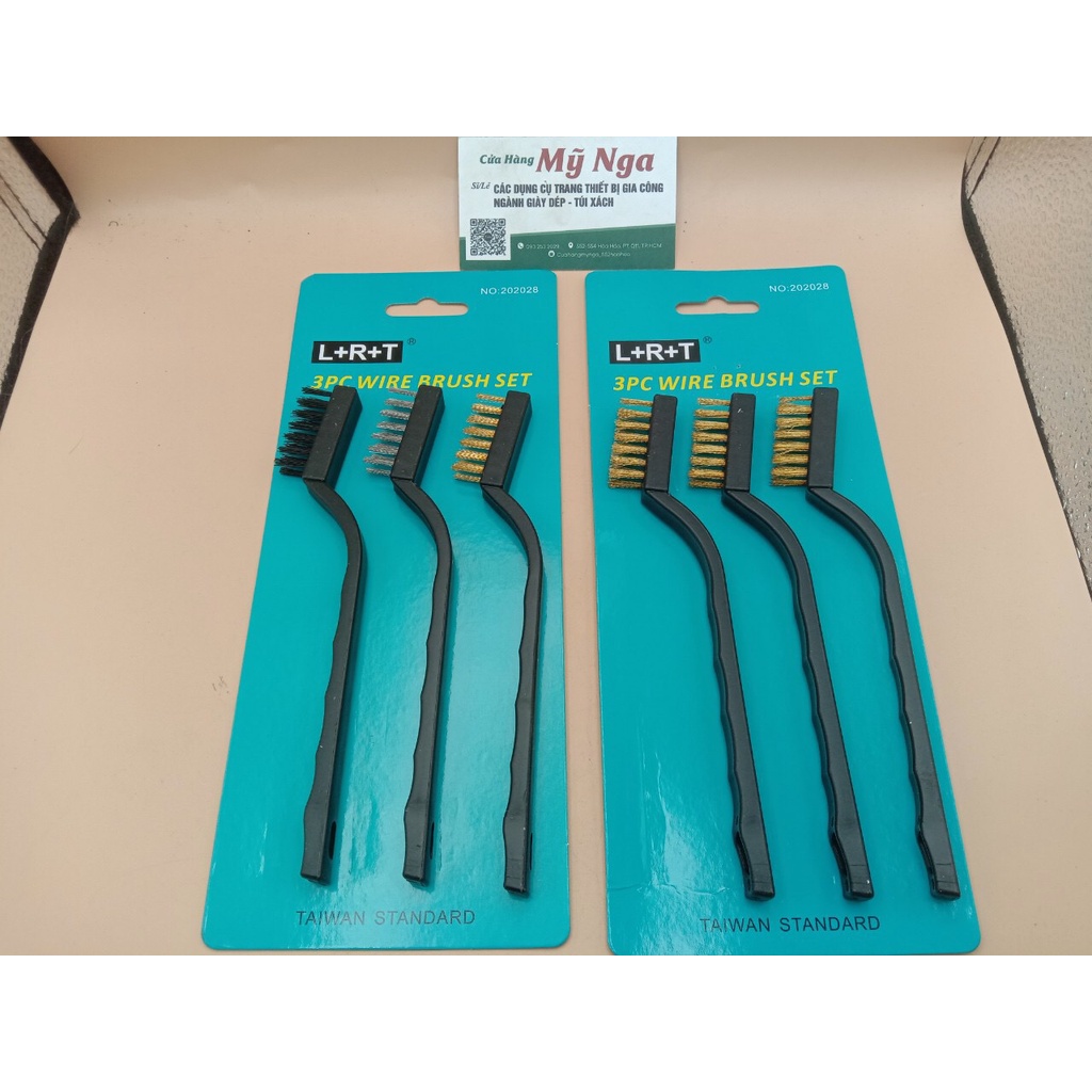 Bộ 3 cây bàn chải cước -đồng thau- nhựa L+R+T