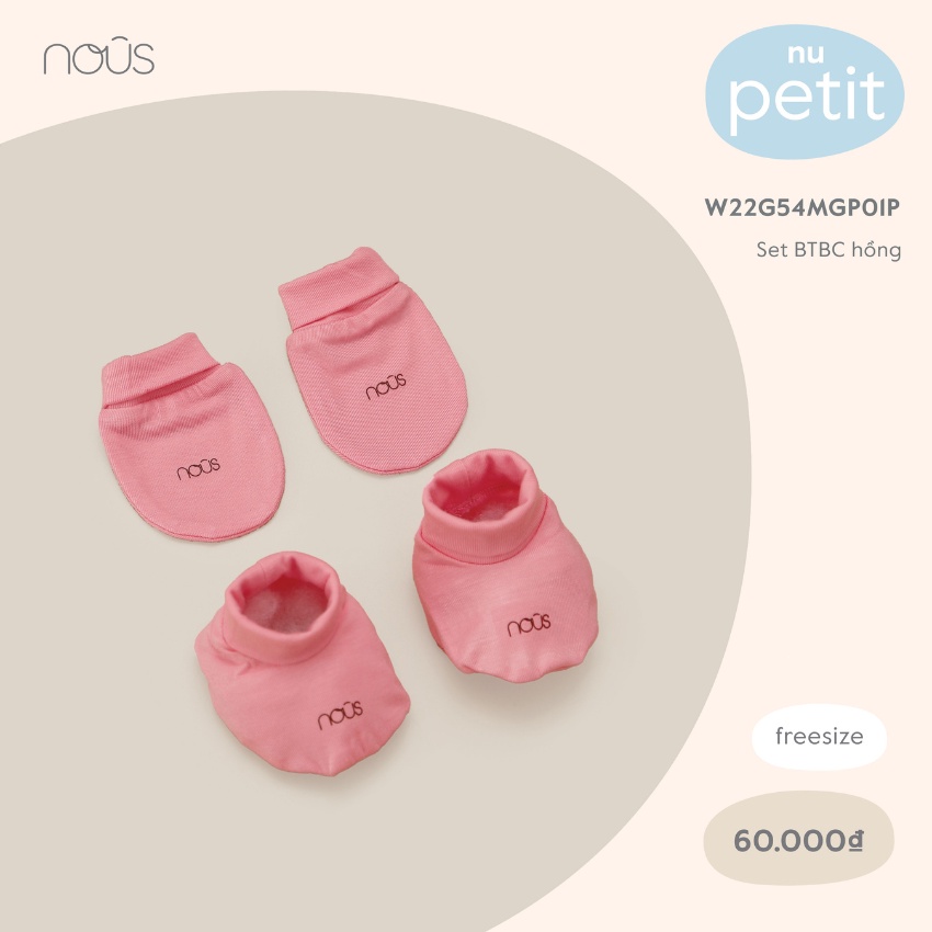 Phụ kiện cho bé Nous, set 01 đôi bao tay và 1 đôi bao chân chất liệu Petit cho bé sơ sinh