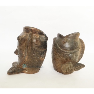 Bình gốm cá chép Bàu Trúc, lọ hoa bằng gốm đất nung thủ công, Gốm Chăm handmade trang trí vintage size S