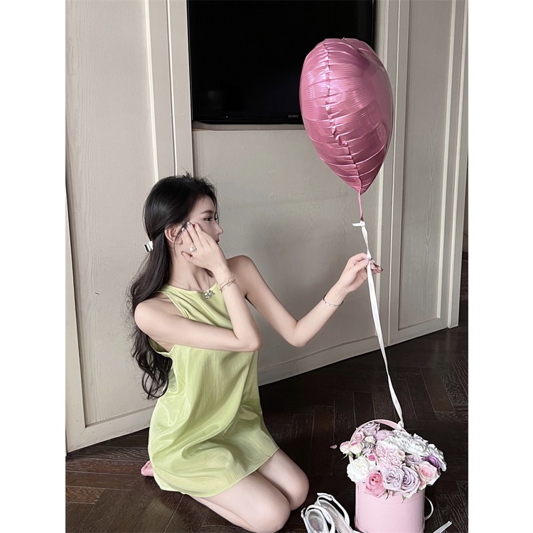 Đầm Cổ Tròn Không Tay Thời Trang Mùa Hè Pháp Cho Nữ
