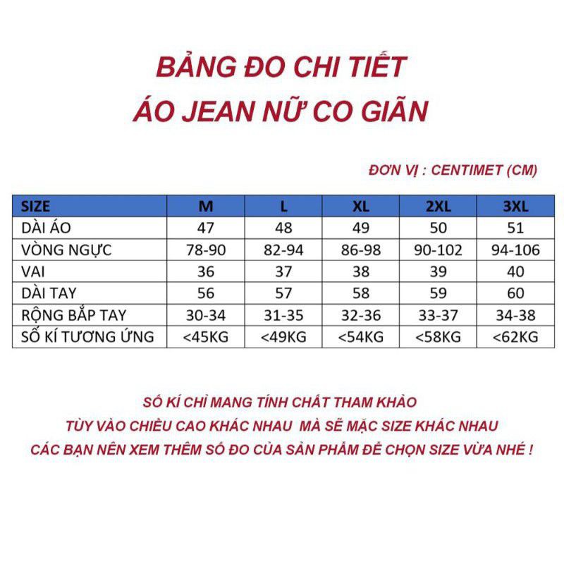 Áo Khoác Jean Bò Nữ Màu Xám Trắng có size đại vải co giãn