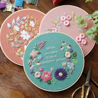 Finger embroidery diy handmade self-embroidered beginner making material package European three-dimensional bouquet simple ribbon embroidery
