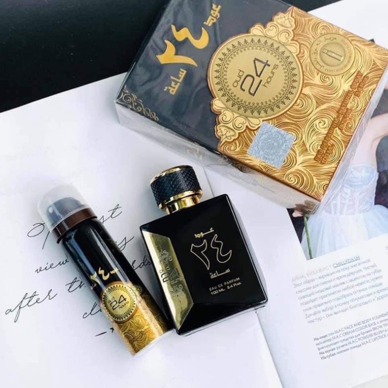 NƯỚC HOA DUBAI OUD 24 HOUR UNISEX nam nữ xài được-Tone nam Ngọt nhẹ-Gỗ