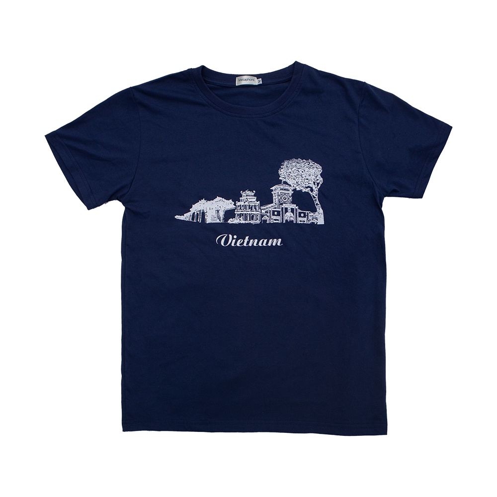 Áo Thun Nam Ôm Body VIETNAM SOUVERNIR T-shirt Xanh Navy - MÉTAPHORE